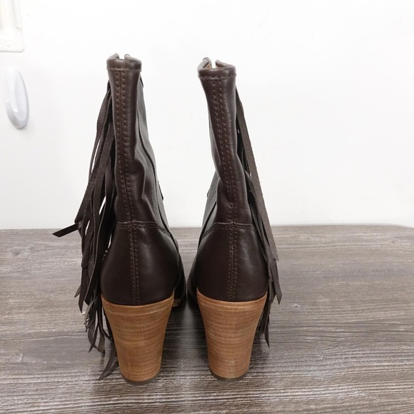 New! Frye Corinne Fringe Baby Calf Boots Womens Size 6 Brown Mid-Calf Western - Picture 6 of 11